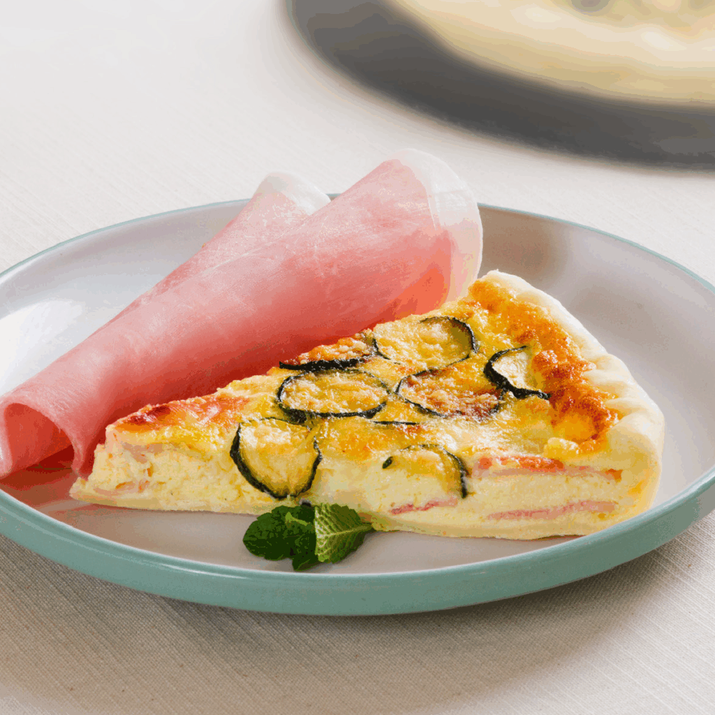 Torta Salata con prosciutto cotto, mozzarella e zucchine