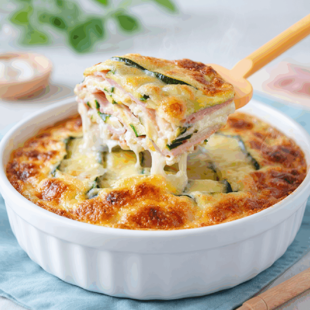 Zucchine al forno con mozzarella e prosciutto cotto