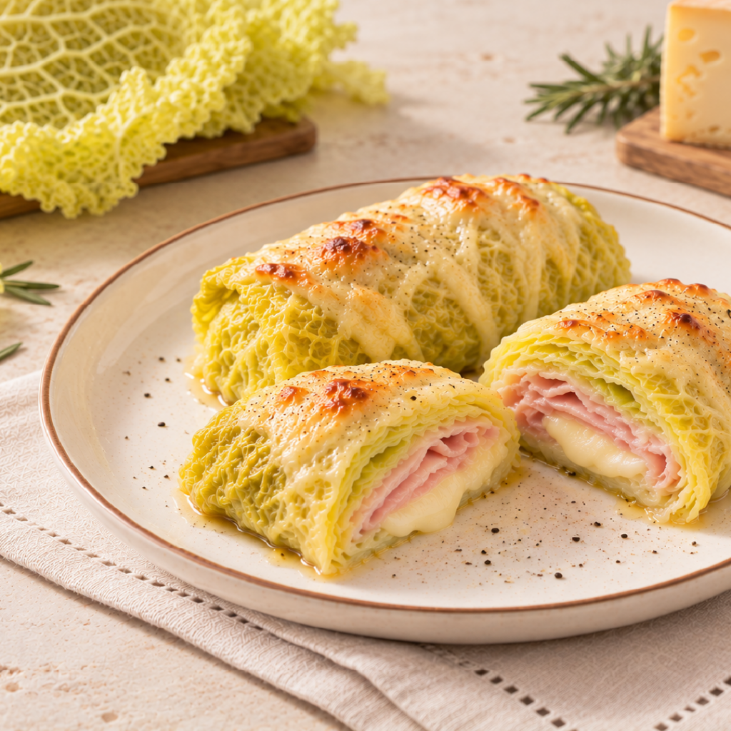 involtini di verza con prosciutto cotto e fontina